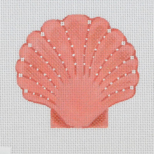 Seaside Scallop, Coral Needlecraft Canvas