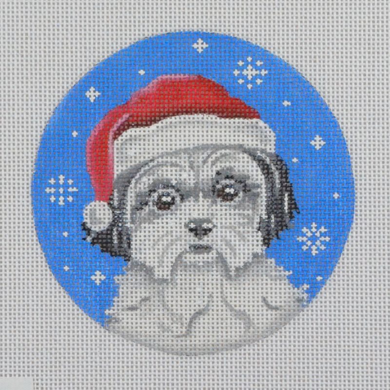 Shih Tzu Santa Needlecraft Canvas