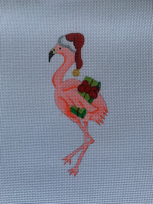 Flamingo With Santa Hat Needlecraft Canvas