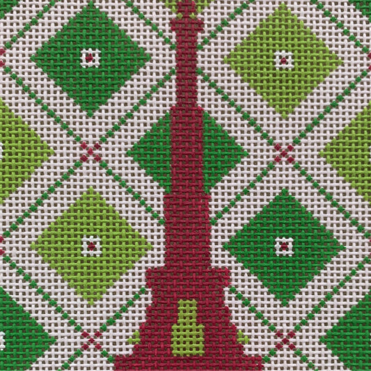 Eiffel Tower on Geometric Needlecraft Canvas