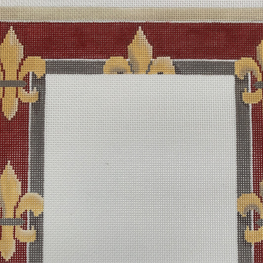Picture Frame Fleur de Lis on Red Needlecraft Canvas