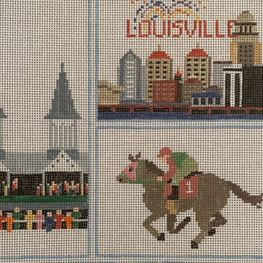 Louisville Kentucky Horse Racing Needlepoint Belt