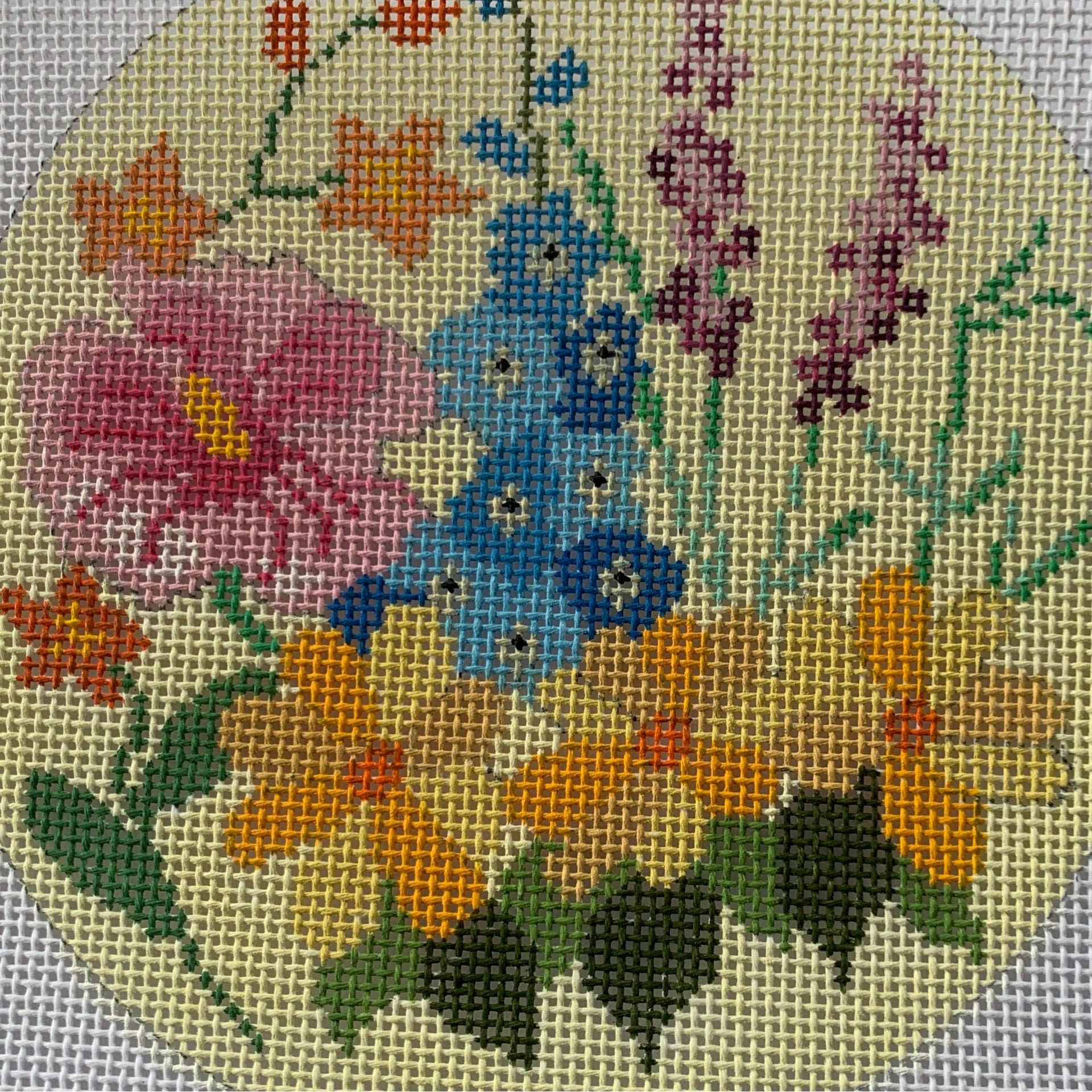 Summer Floral Round Needlecraft Canvas