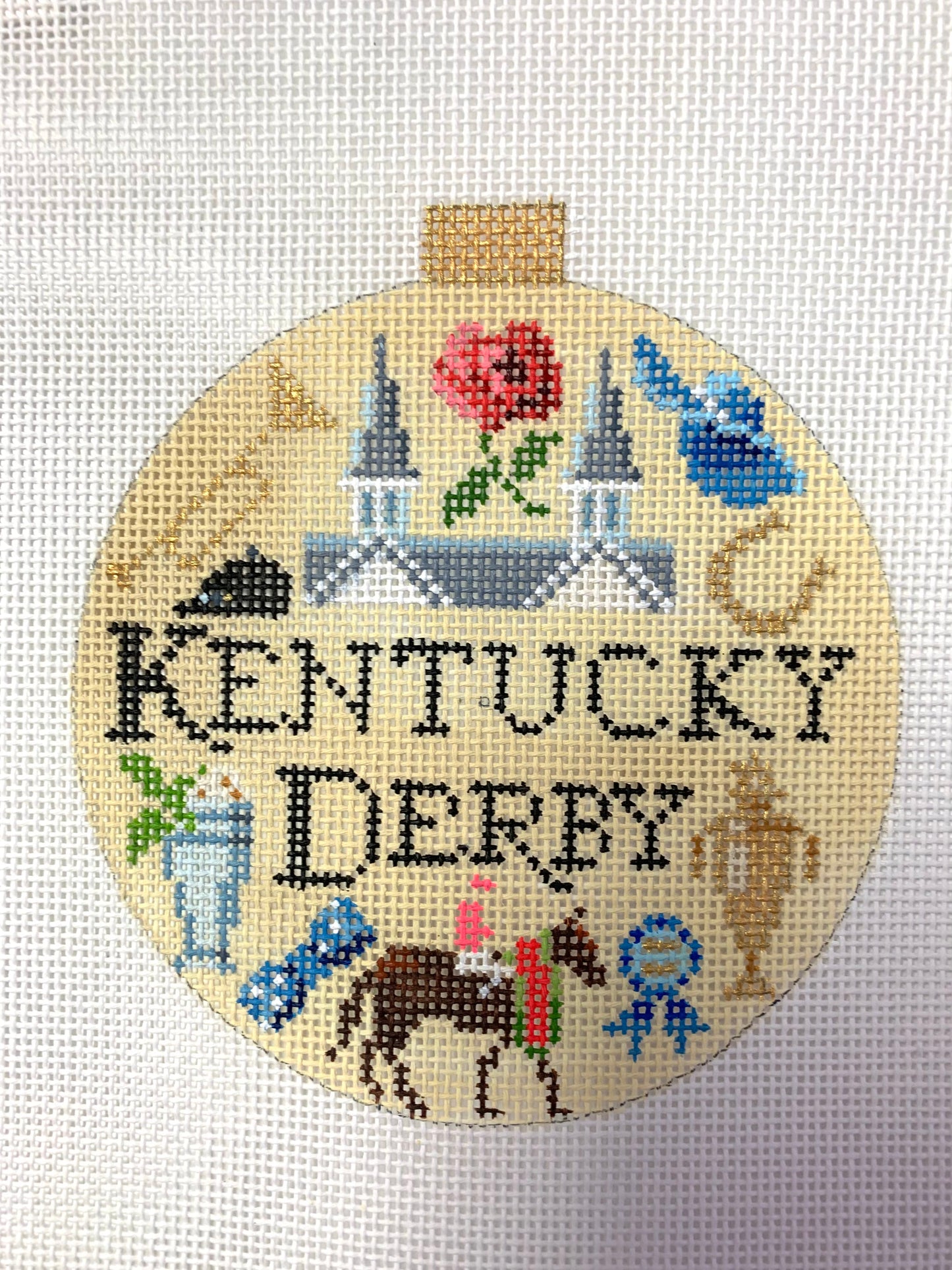 Kentucky Derby Round Needlecraft Canvas
