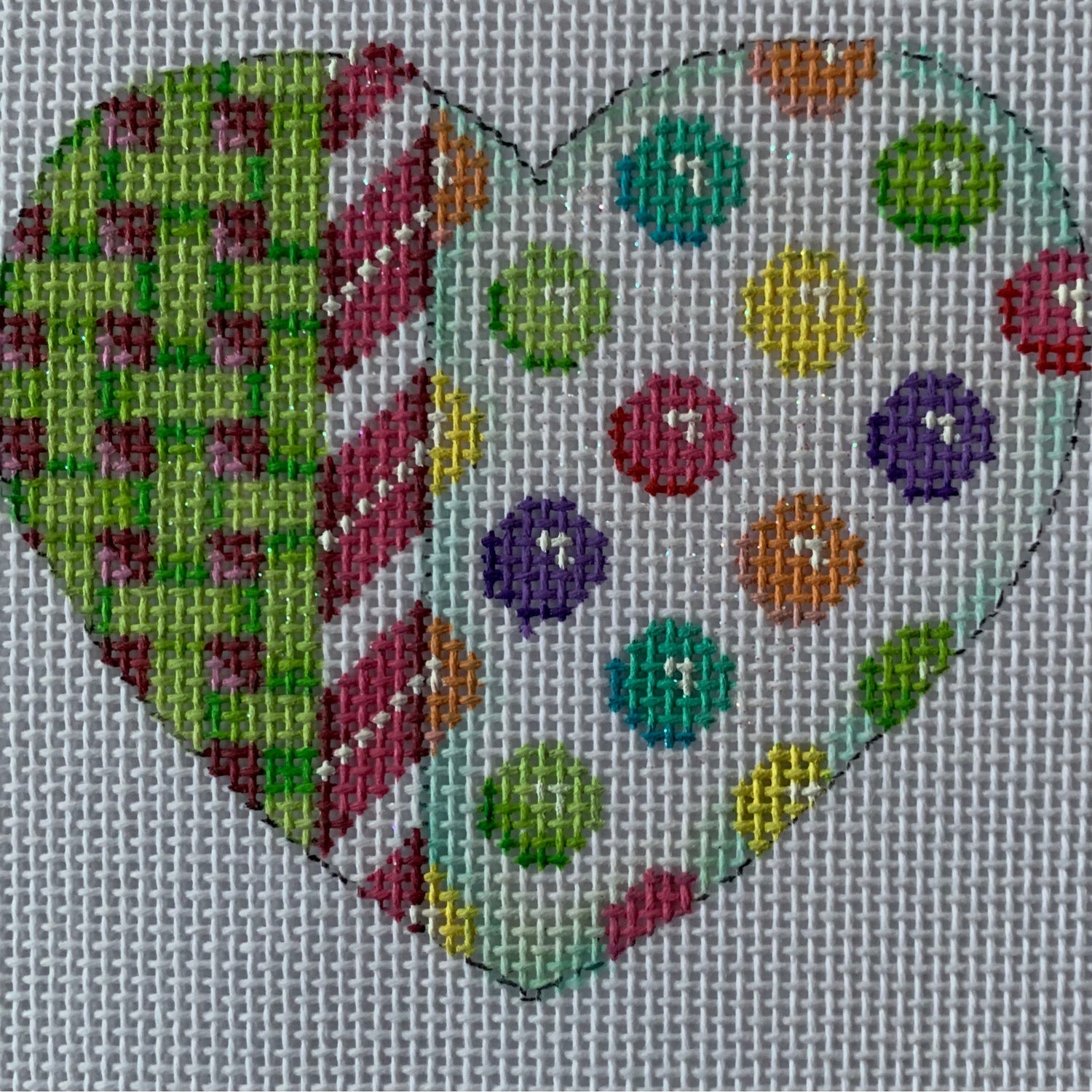 Heart Dots Needlecraft Canvas