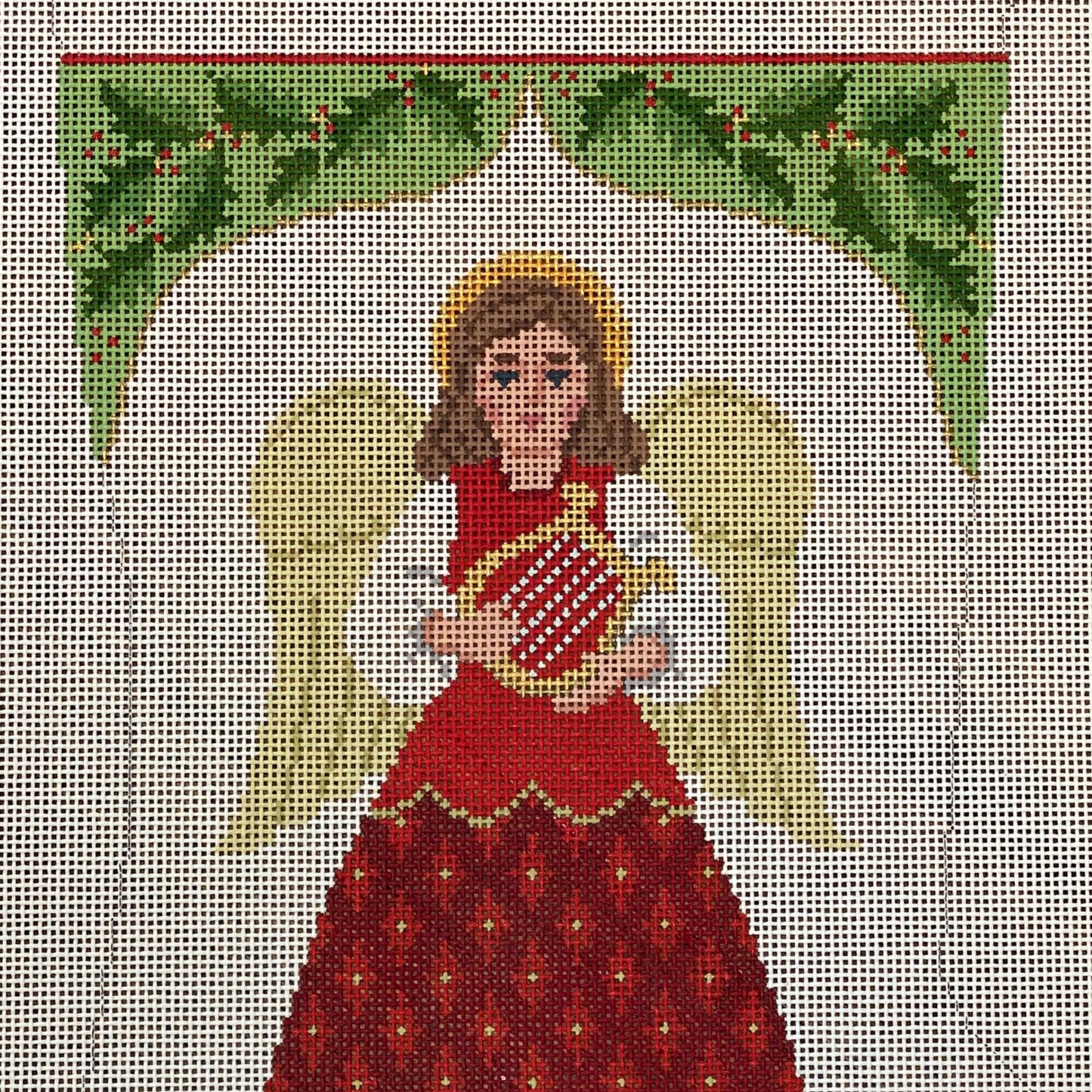 Holly with Angel Stocking Needlecraft Canvas